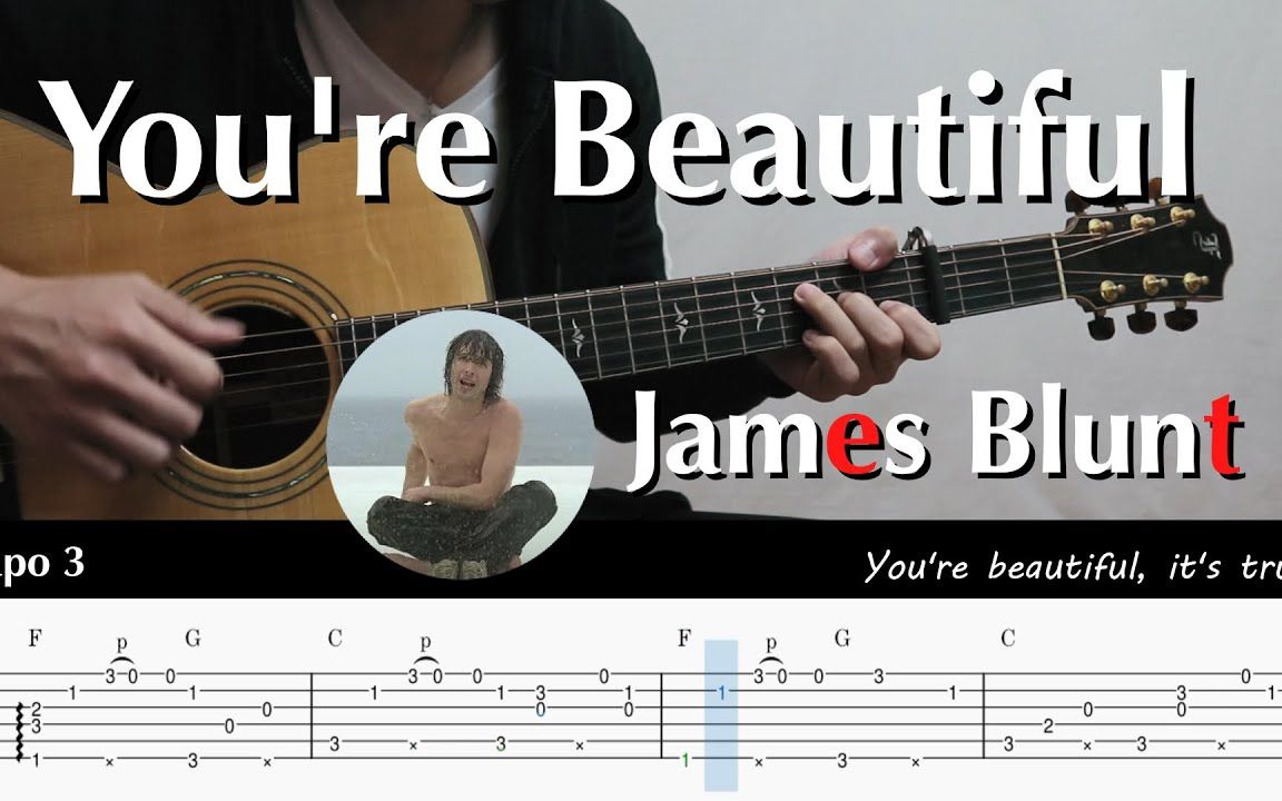 [图]附谱 | 指弹入门版You're Beautiful教学