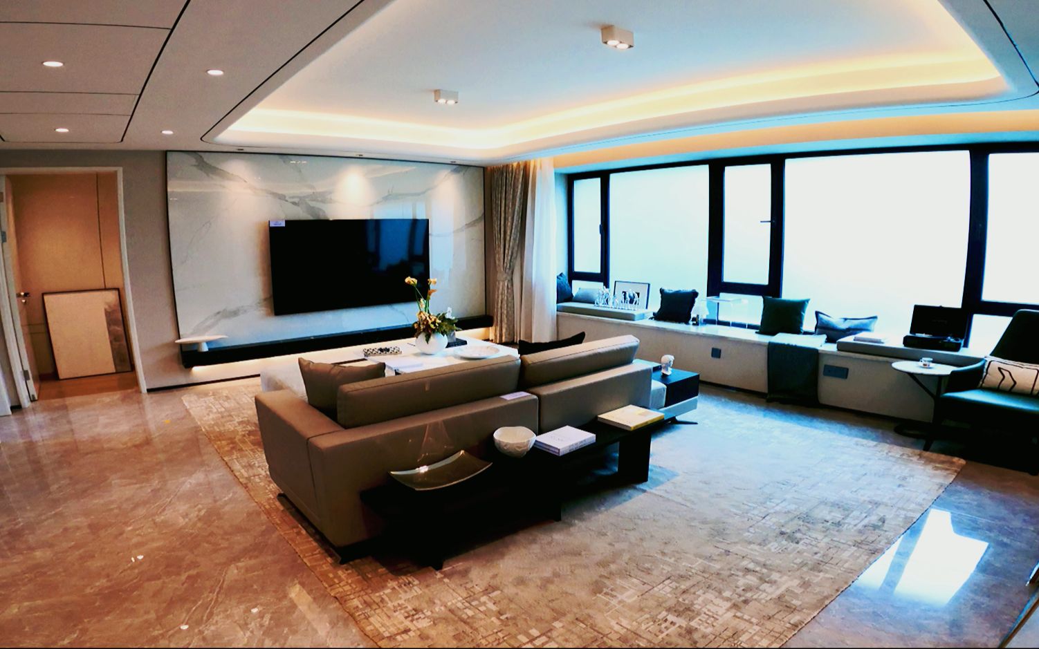 西安沣西新城大平层样板间,145平三室房间,6.45米大横厅