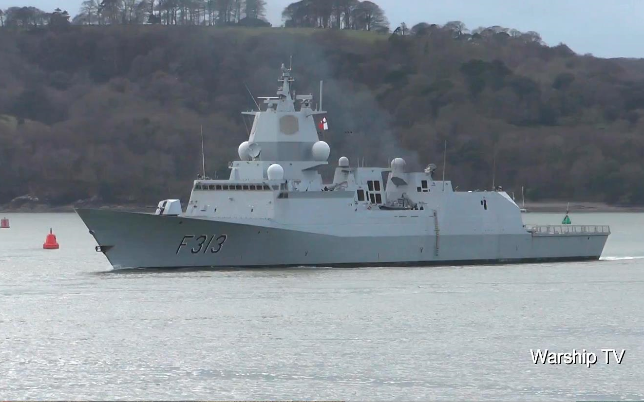 挪威皇家海军南森级护卫舰海尔格英斯塔号f313离开德文波特海军基地