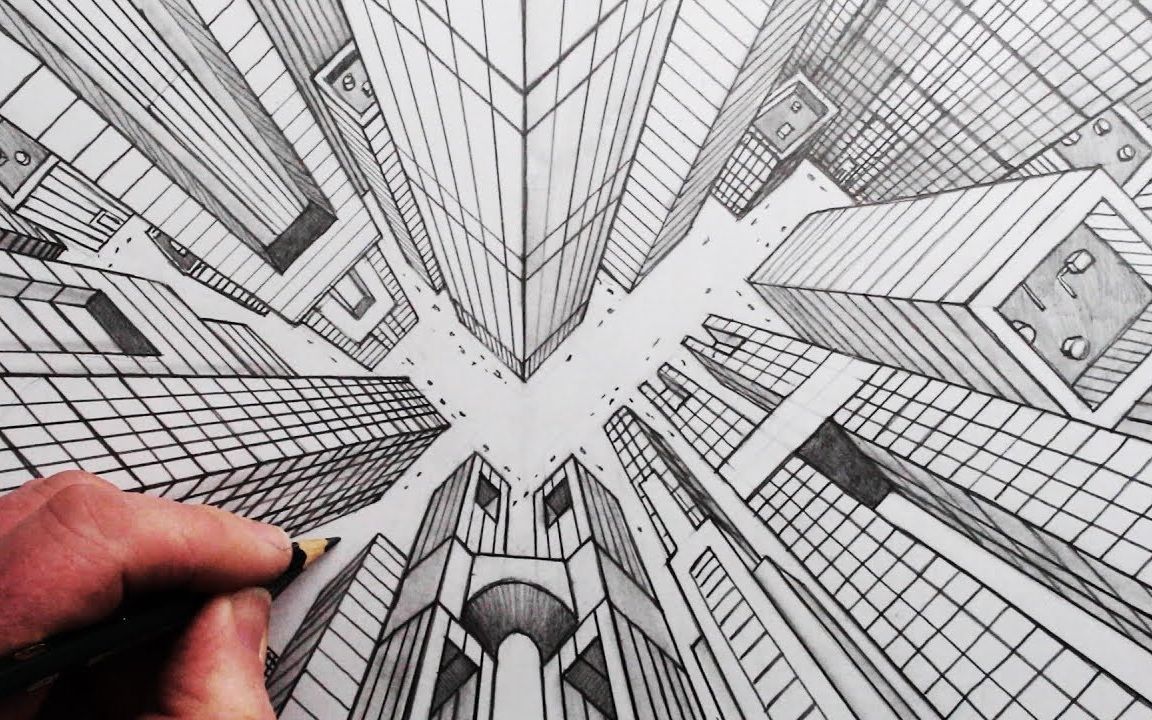 手绘怎么画城市鸟瞰图超人视角
