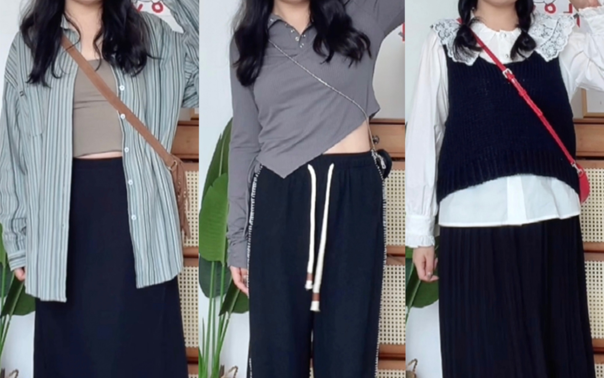 【174cm 140斤】高个子微胖梨形身材早秋显瘦套装合集_哔哩哔哩_bili