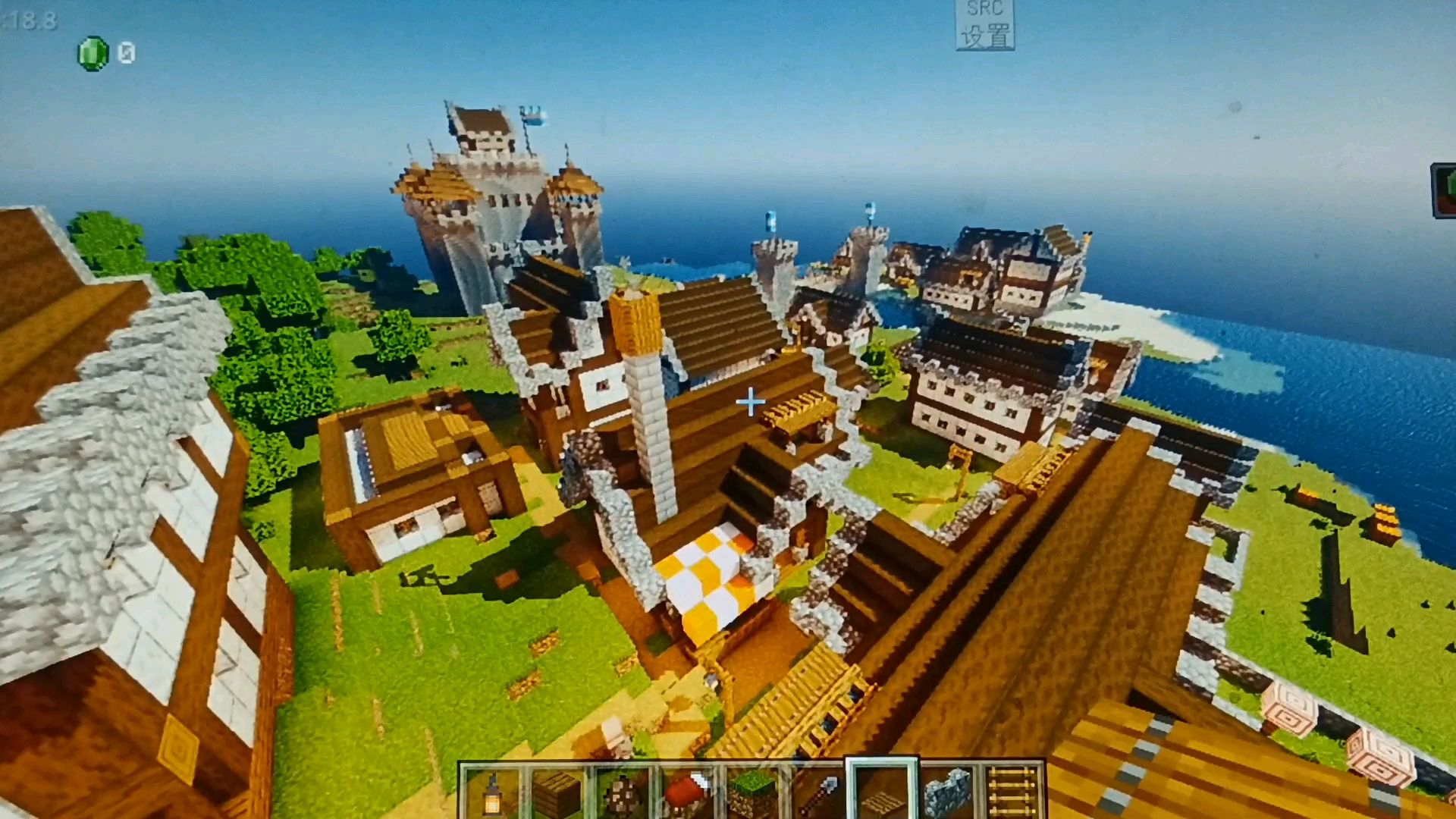 和好友在我的世界里建的中世纪小镇