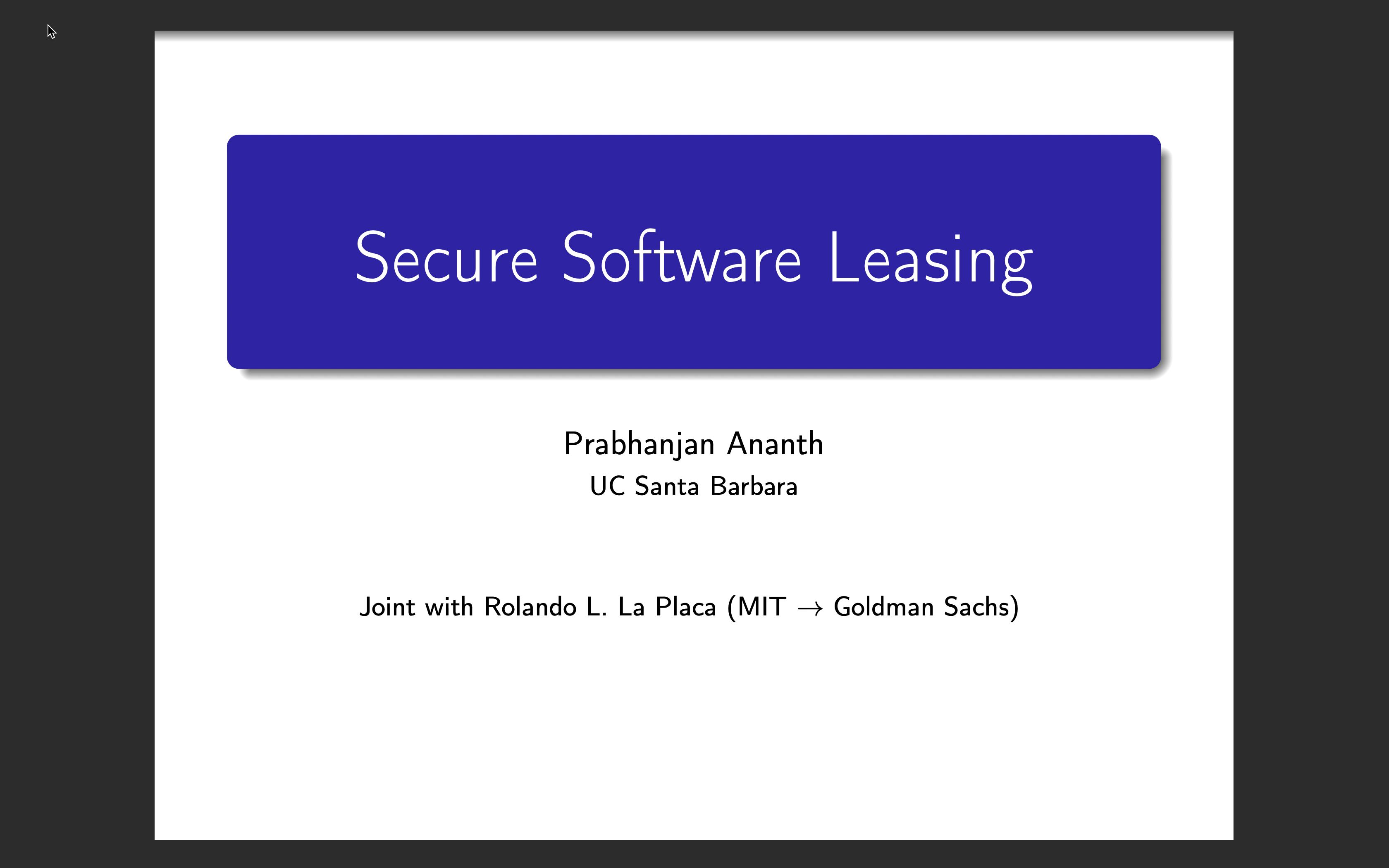 [EUROCRYPT 2021]  Secure Software Leasing哔哩哔哩bilibili