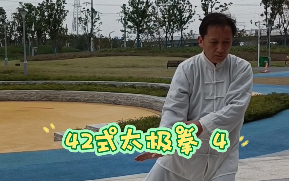 42式太极拳4 指裆捶 转身推掌 玉女穿梭