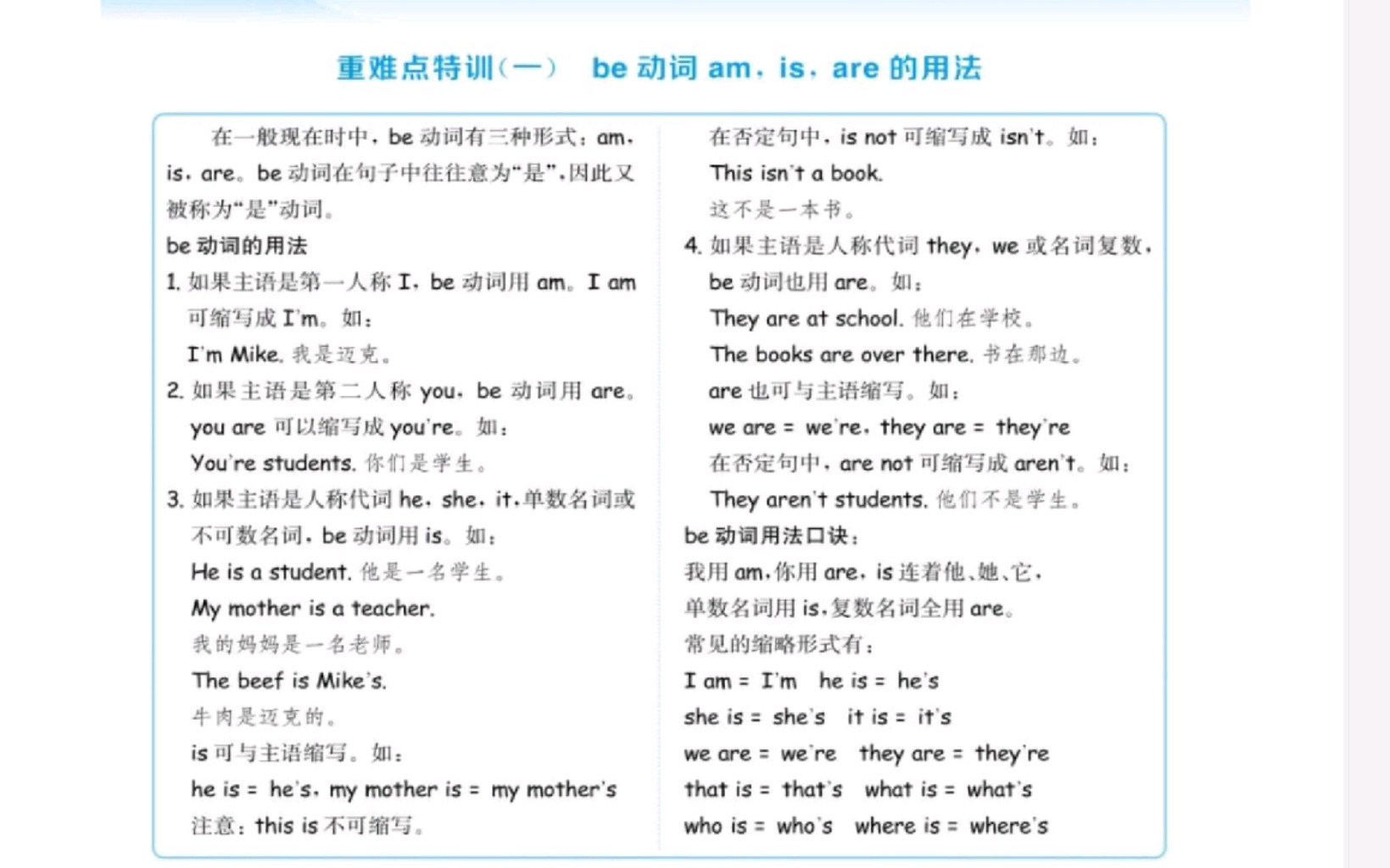 人教pep版本四年级上册英语 语法知识 be动词的用法,单复数,复习哔哩哔哩bilibili