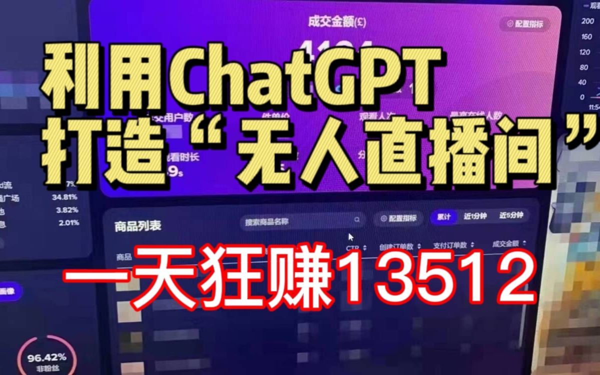 用Chat GPT打造“无人直播间”,一天狂撰14512,不用出镜轻松赚钱!哔哩哔哩bilibili