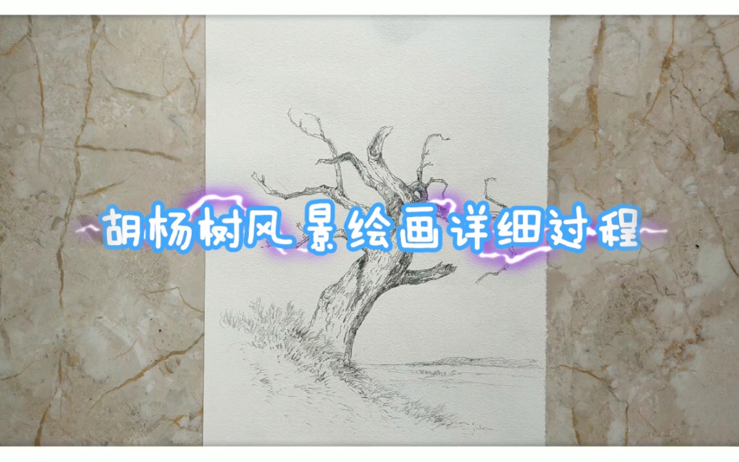 【风景绘画】胡杨枯树铅笔画速写详细过程,风景素描学习教程哔哩哔哩bilibili