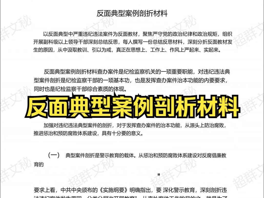 反面典型案例剖析材料 最新范文哔哩哔哩bilibili