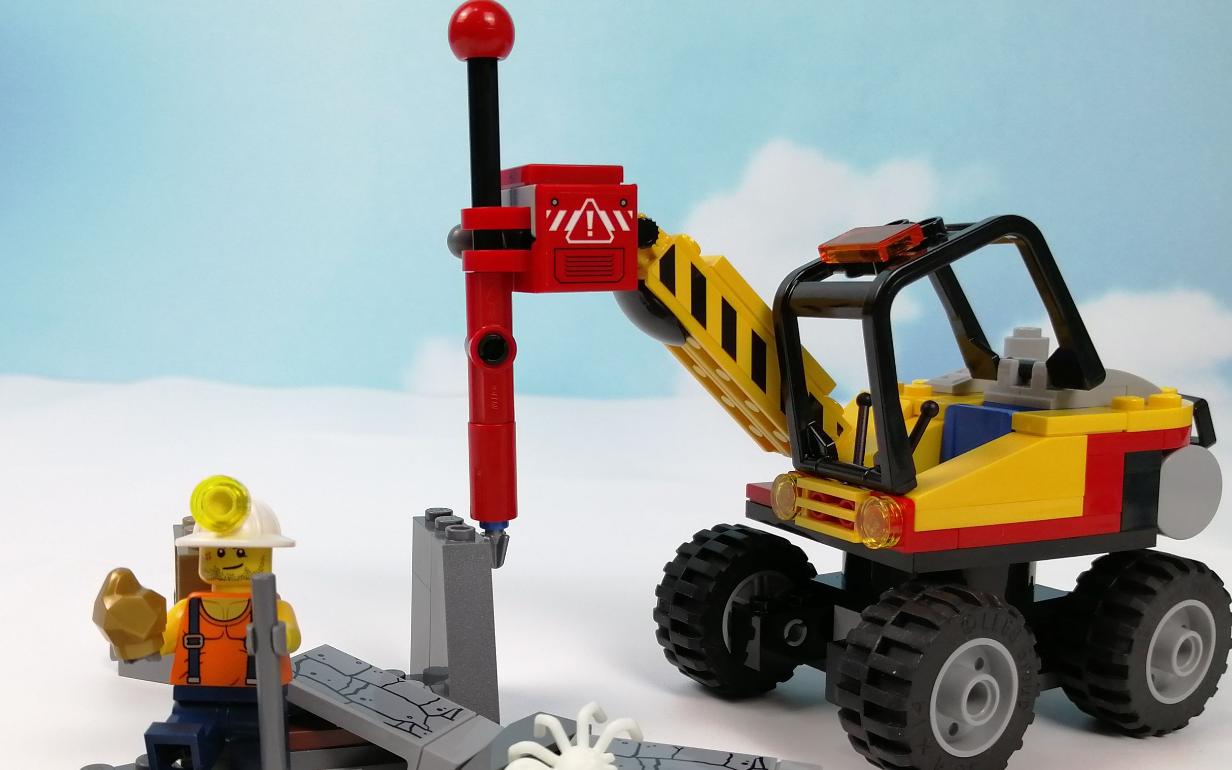 乐高:工程车巨石劈裂机寻找宝藏【lego城市60185积木玩具速拼】