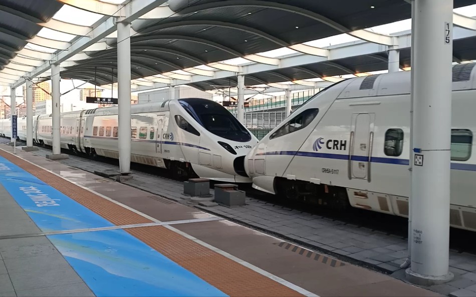 从北京北动车所出来的crh5a-5117重联5118进清河站_哔哩哔哩_bilibili