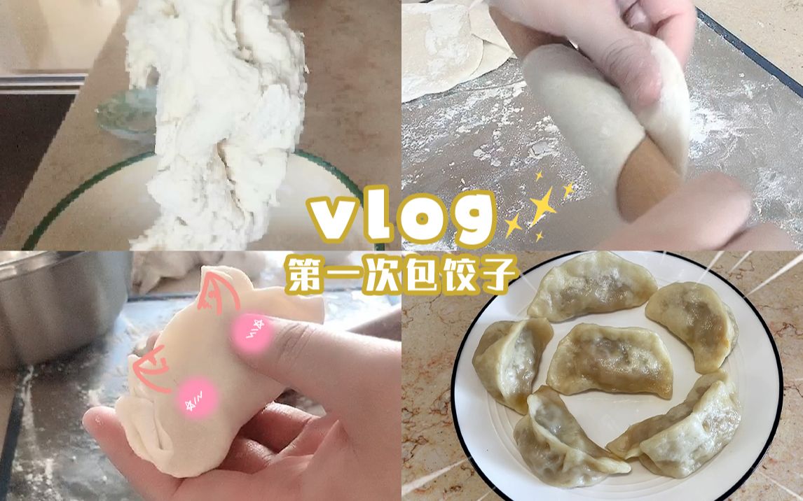 vlog1|第一次包饺子有多搞笑|从揉面开始我的酸菜馅大饺子之旅哔哩哔哩bilibili