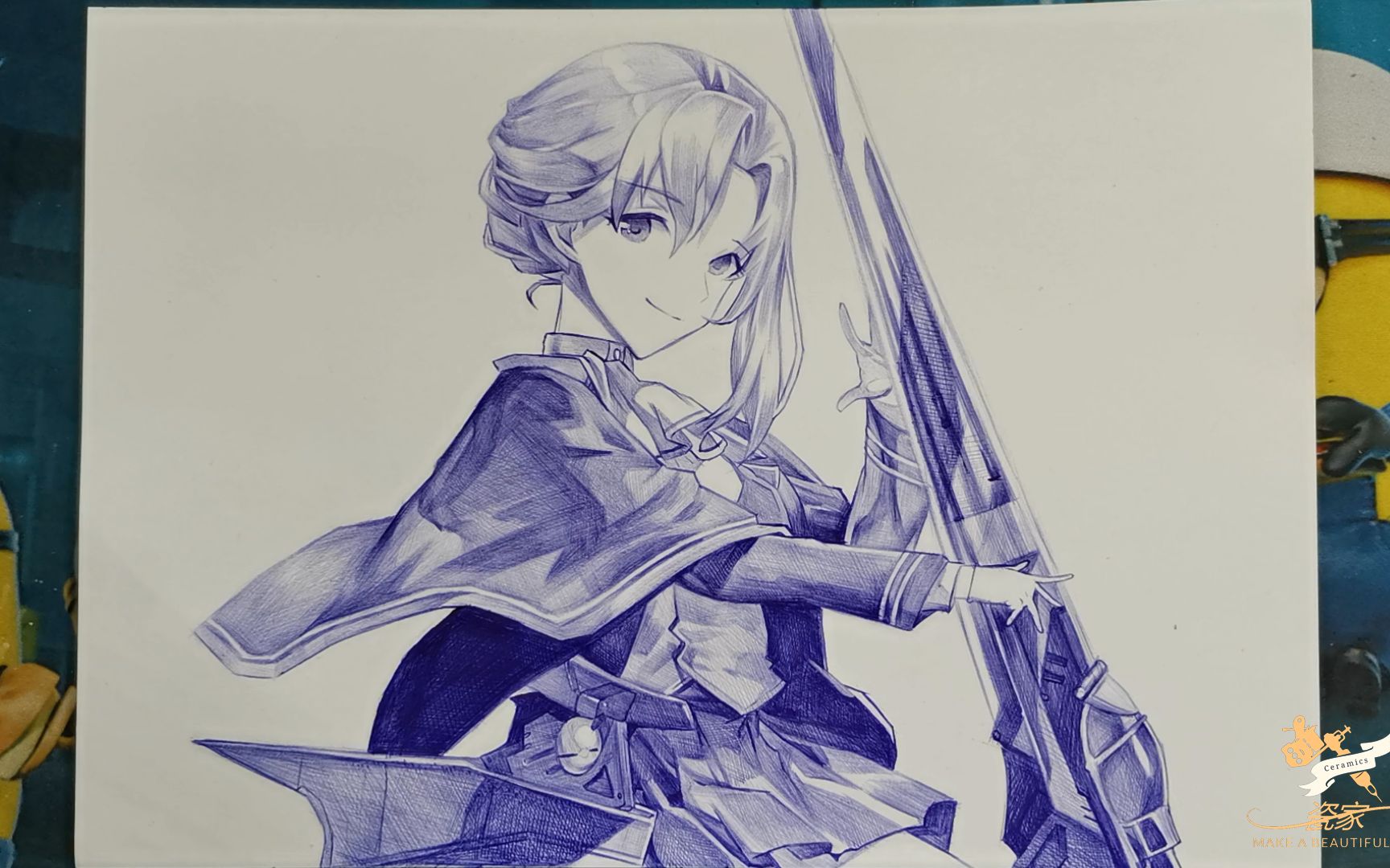 圆珠笔手绘灰烬战线轻型战斗机喷火mk1