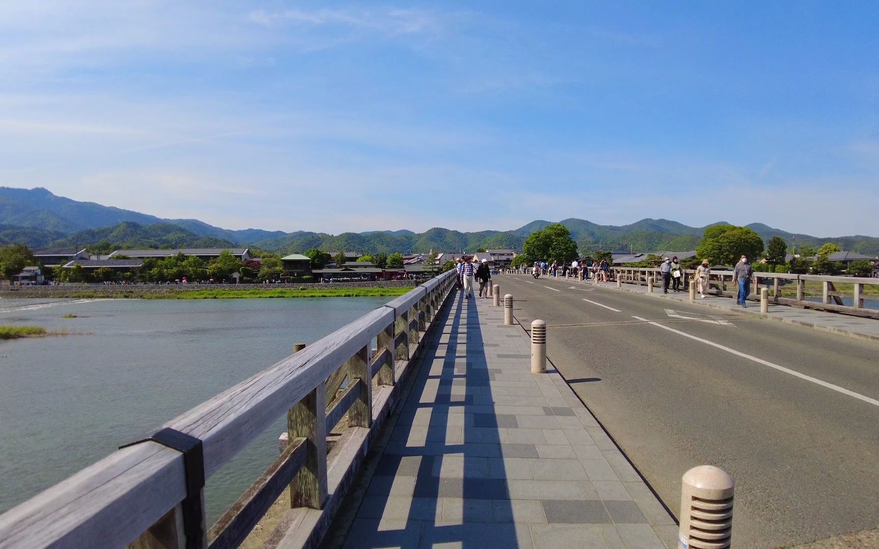 【4k超清日本】漫步在晴朗的京都岚山渡月桥周边