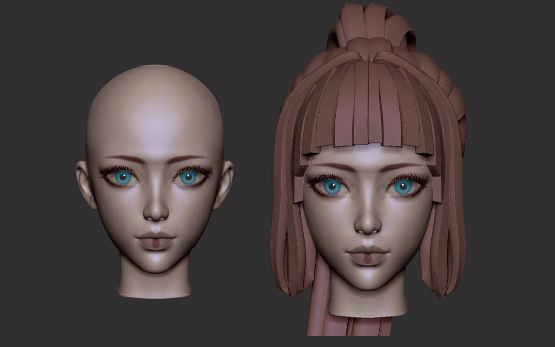 不良人第四季可爱女主蚩梦3d建模头发雕刻