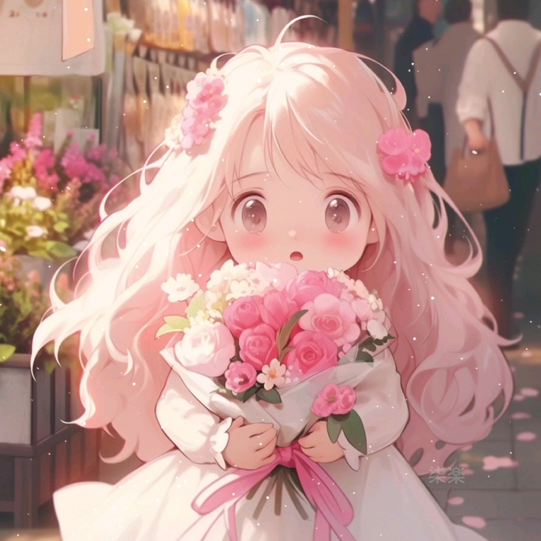 敲可爱的手捧花头像