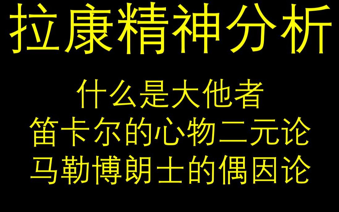 【精神分析】什么是大他者?齐泽克拉康意义上的大他者;笛卡尔的心物二元论和本体论论证;马勒博朗士的偶因论哔哩哔哩bilibili