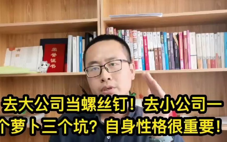 去大公司当螺丝钉?去小公司一个萝卜三个坑?了解企业很重要,了解你的性格特质更重要!哔哩哔哩bilibili