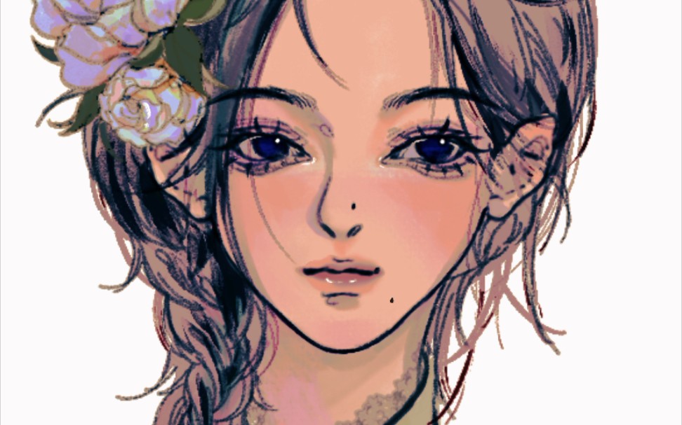 【procreate】璃花(奶奶說要把淚痣改成好吃痣嘿嘿)_嗶哩嗶哩_bili