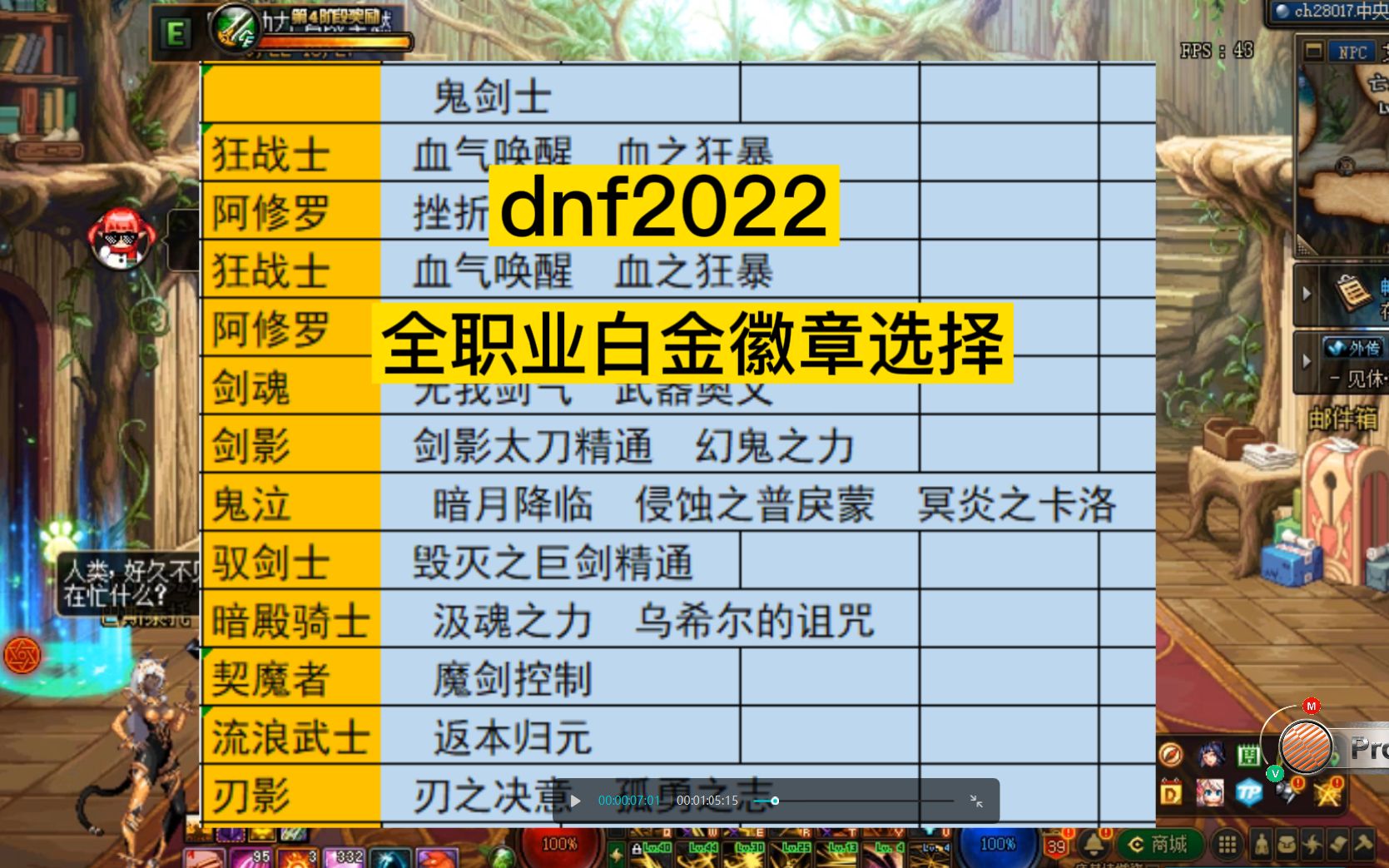 dnf2023全职业白金徽章选择,狂战士,剑魂,鬼泣,阿修罗,刃影