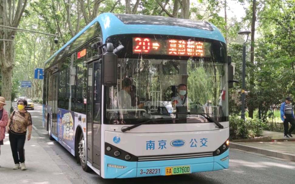 南京公交20路開沃njl6106ev3 3-28231停靠中山植物園