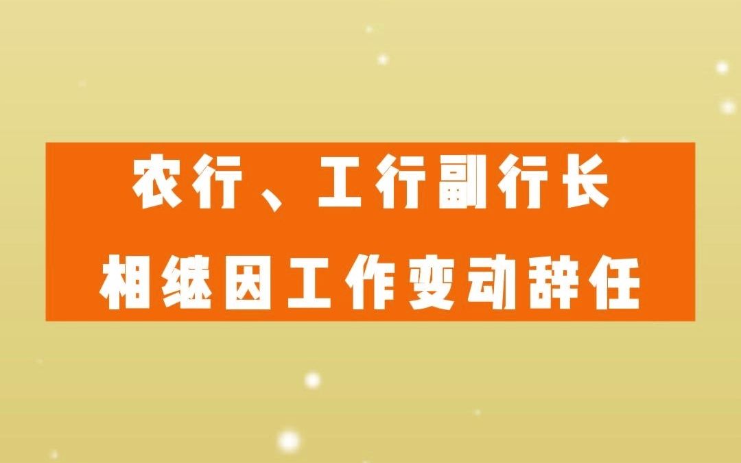 农行、工行副行长相继因工作变动辞任哔哩哔哩bilibili