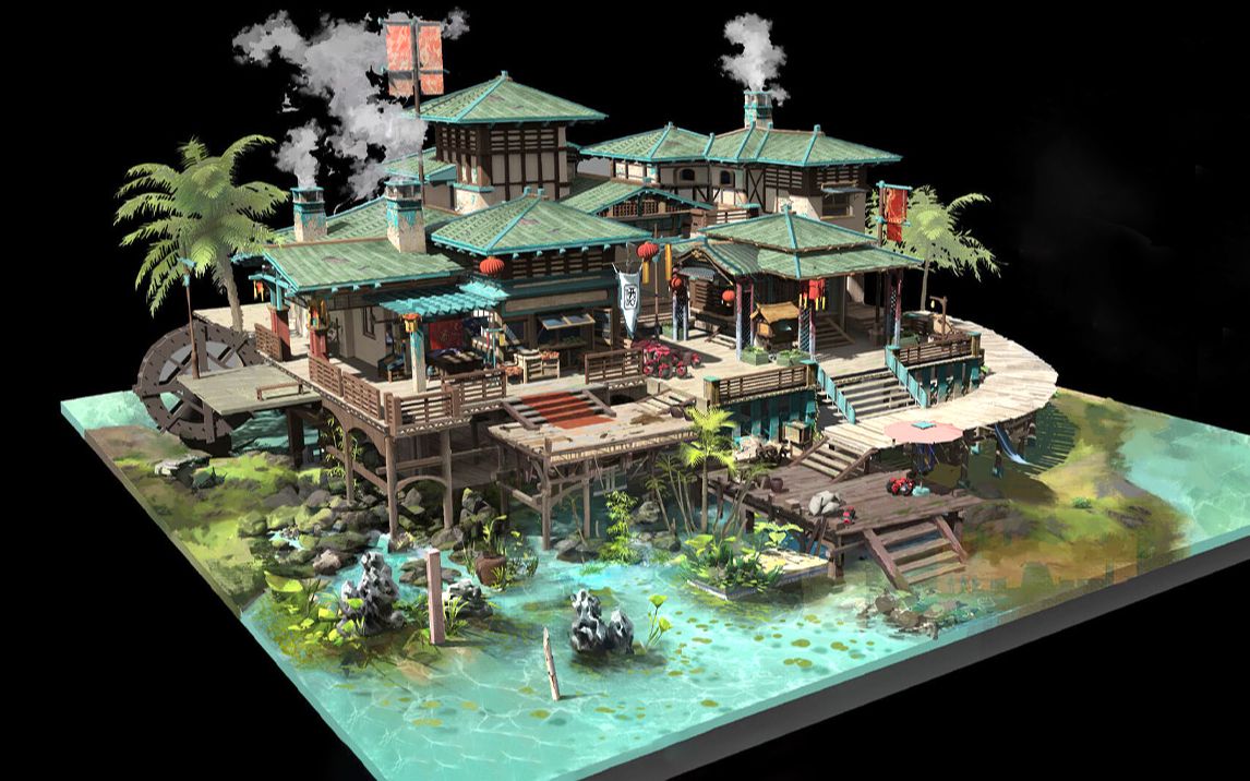 3dmax场景建模游戏古风场景建模三小时教你如何制作大型场景