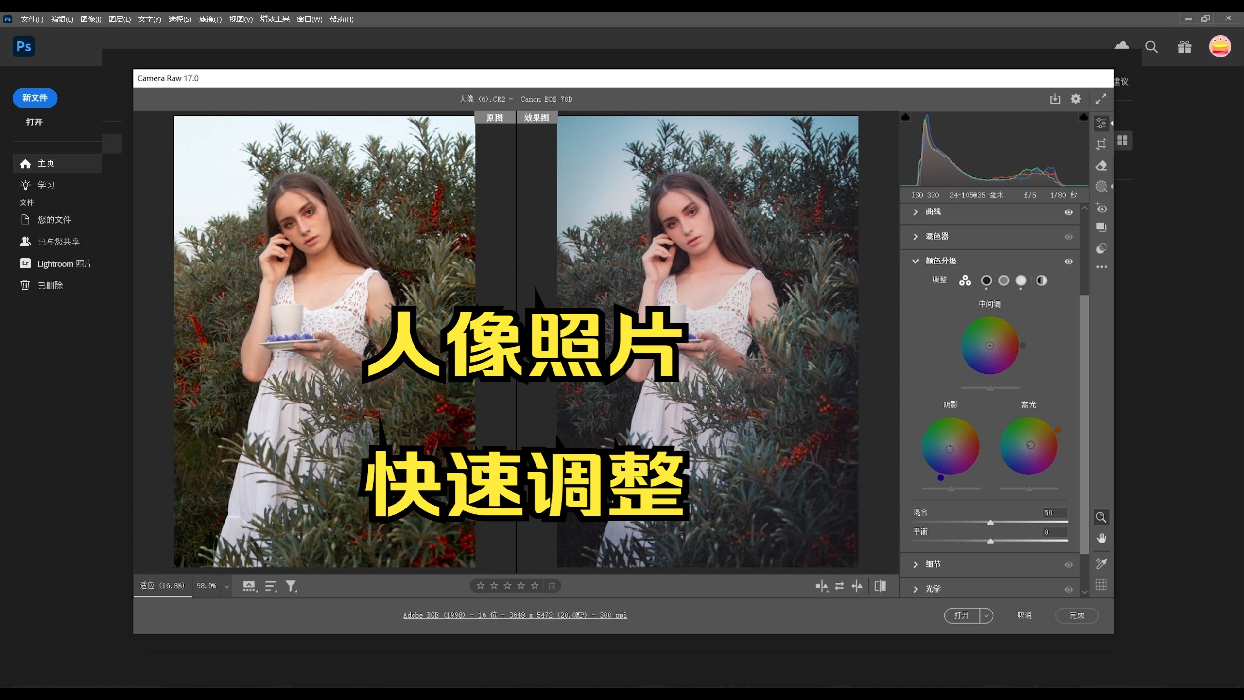 Camera Raw人像照片快速调整,简单实用.哔哩哔哩bilibili