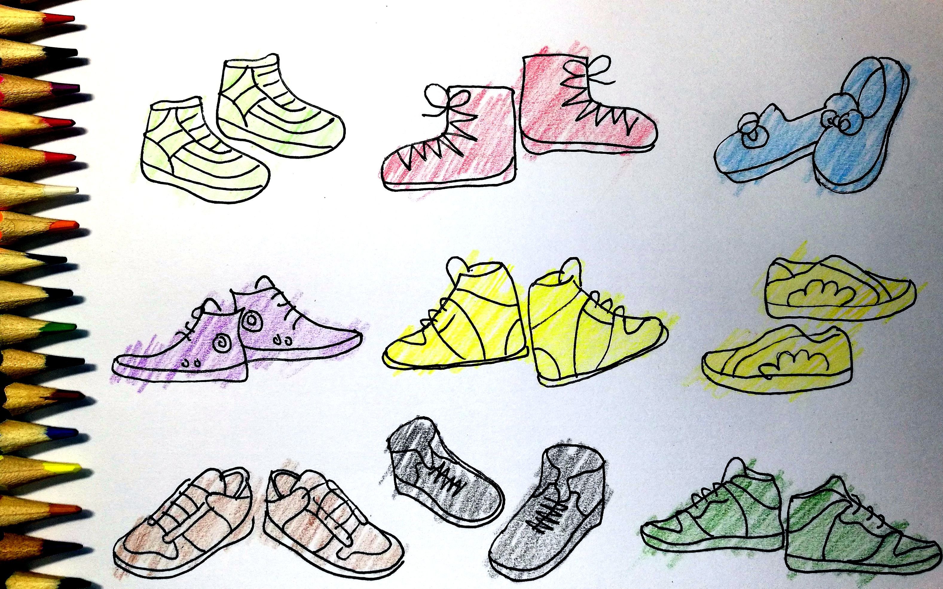 各式各样的鞋绘画图片