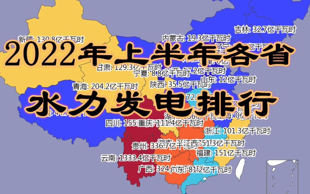 四川,水力发电大省!2022上半年各省水力发电排行数据可视化哔哩哔哩bilibili