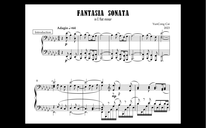 降E小调幻想奏鸣曲 Sonata Fantasia in E flat minor(和声结业作品)哔哩哔哩bilibili