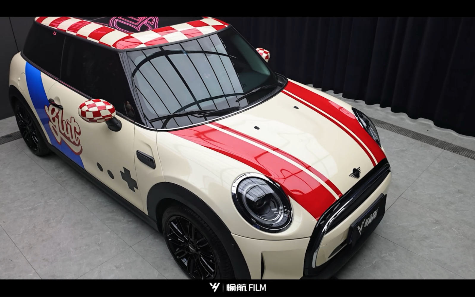 宝马迷你mini装贴愉航定制膜案例分享,愉航汽车贴膜,成都愉航贴膜,愉