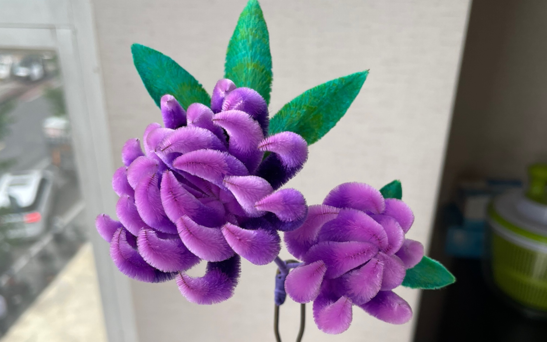 非遗绒花 紫色系菊花 梅花发簪