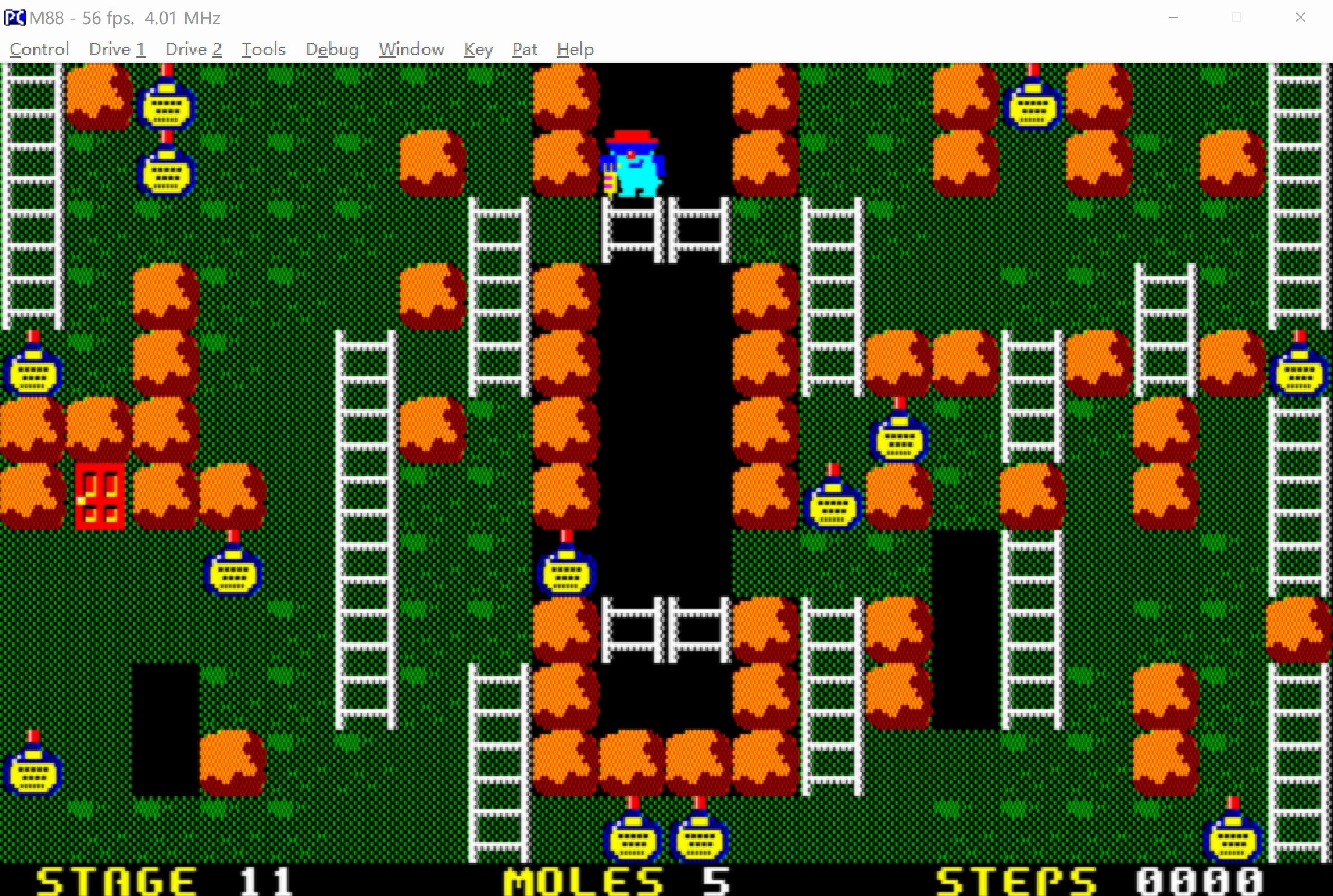 mole mole2专家模式第11关(pc88,1986年4月)难易度:难 ,附下一关预告