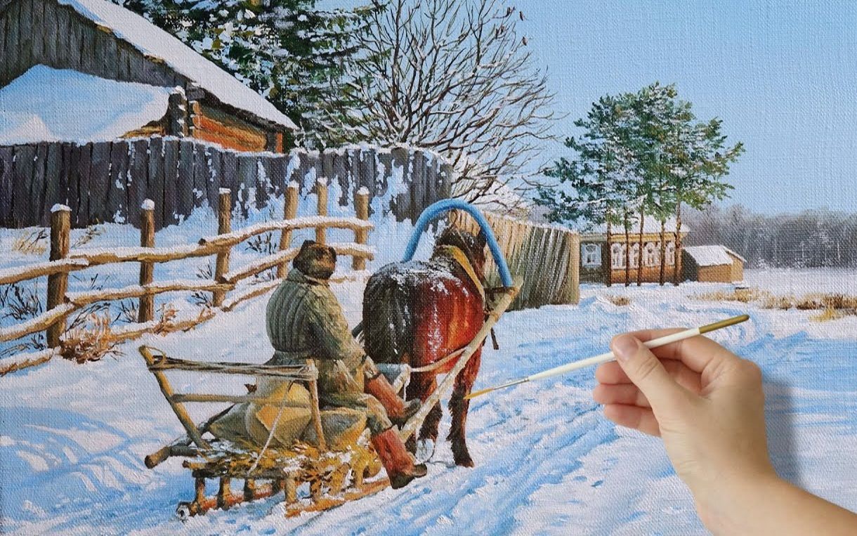 [图]【油画】【绘画教程】冬景-Painting a Winter Landscape with Oil