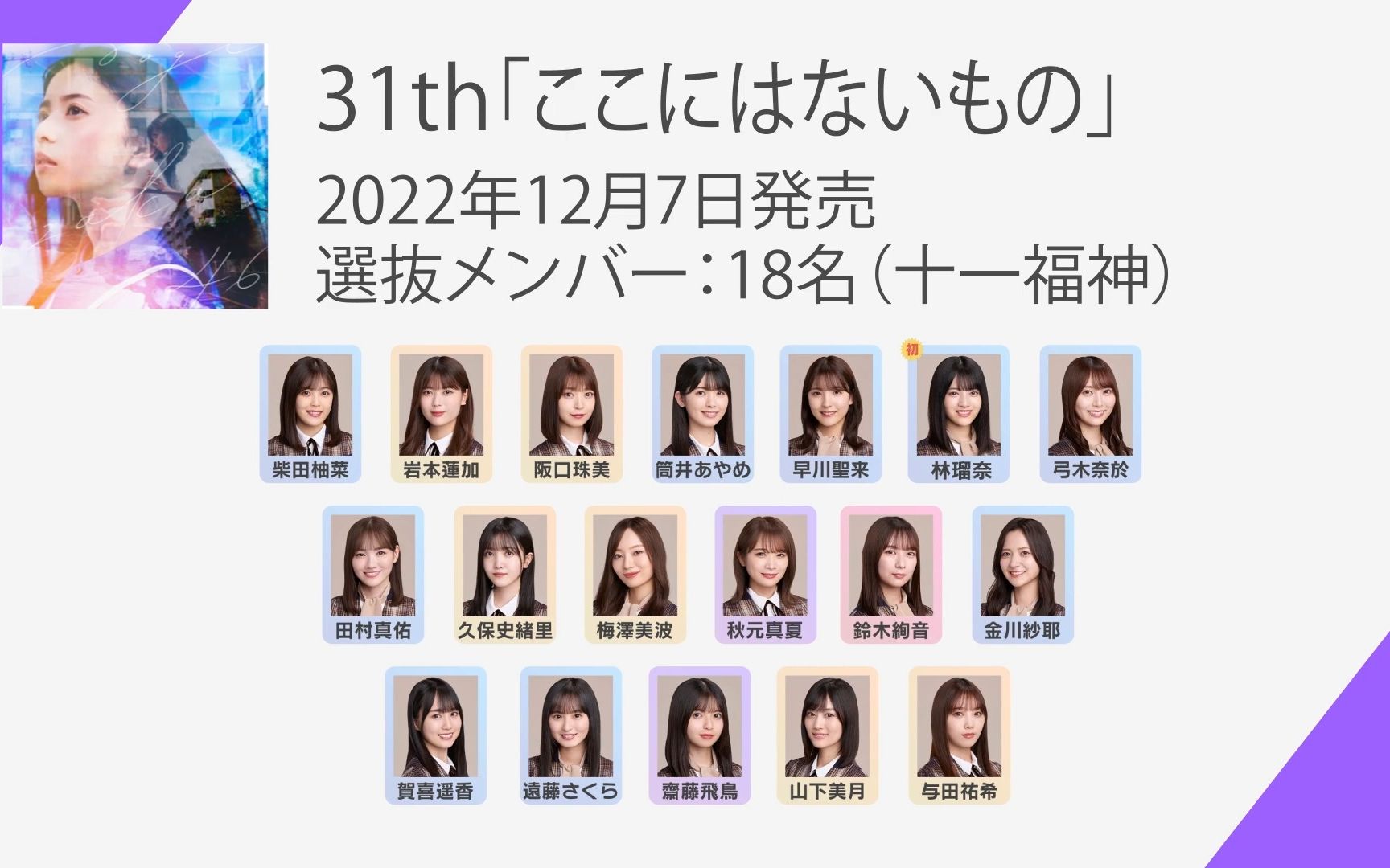 [图]【乃木坂46】历次选拔阵容总括！(1st～31st)