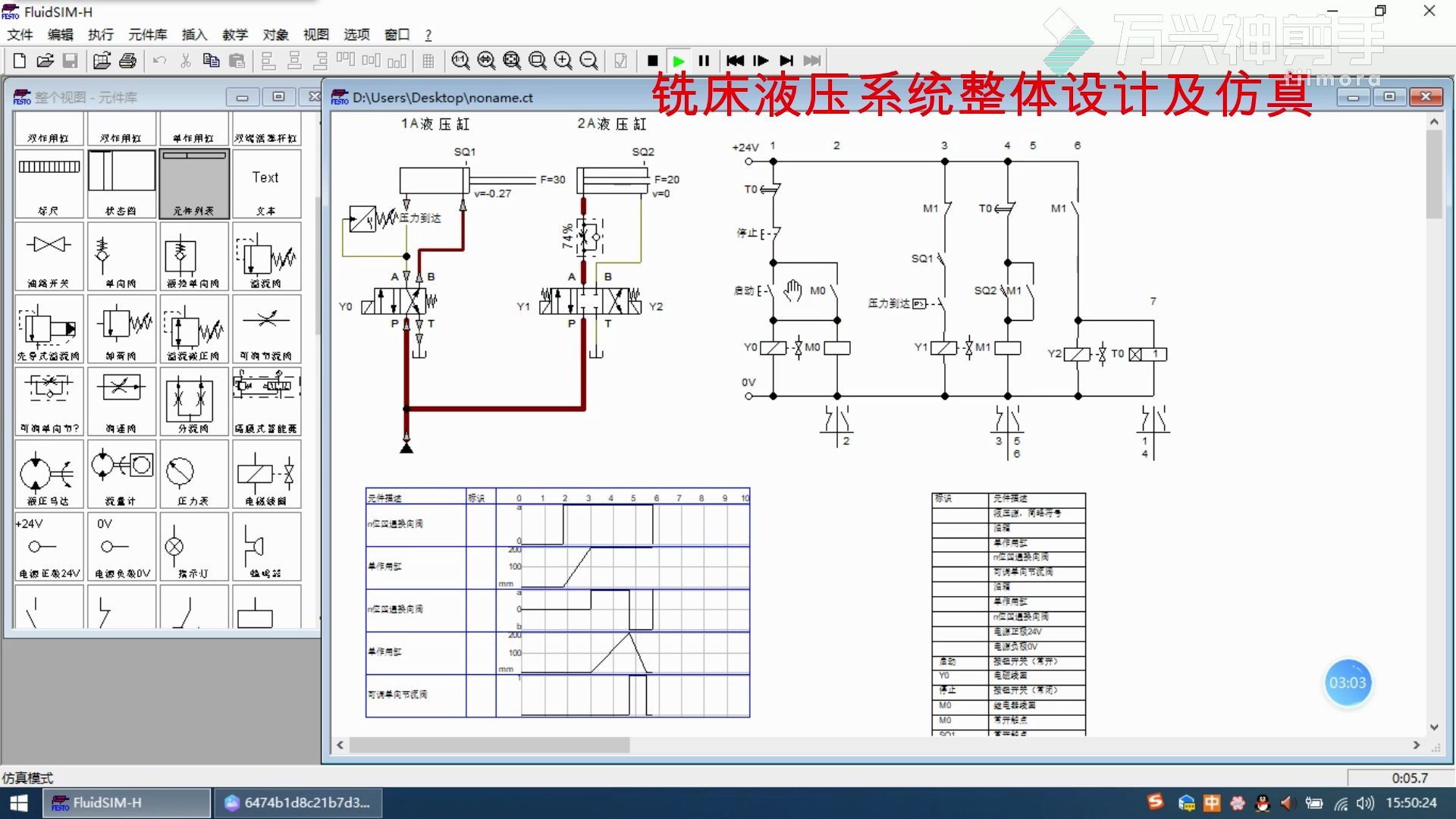 [图]fluidsim3.6铣床液压系统整体设计及仿真