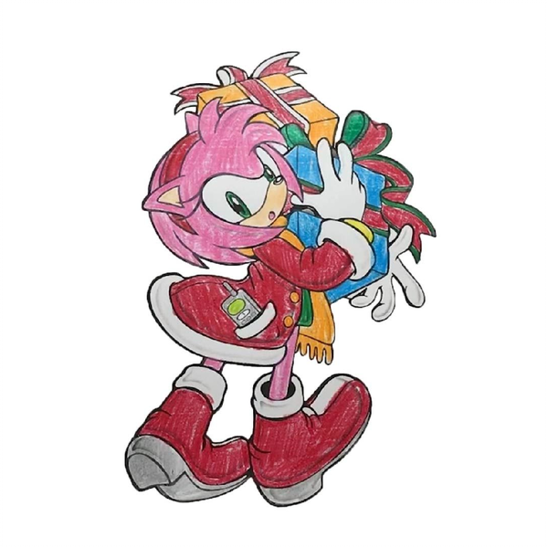 Coloring】 Rose Amy Rose Christmas【塗り絵】ソニックエミー