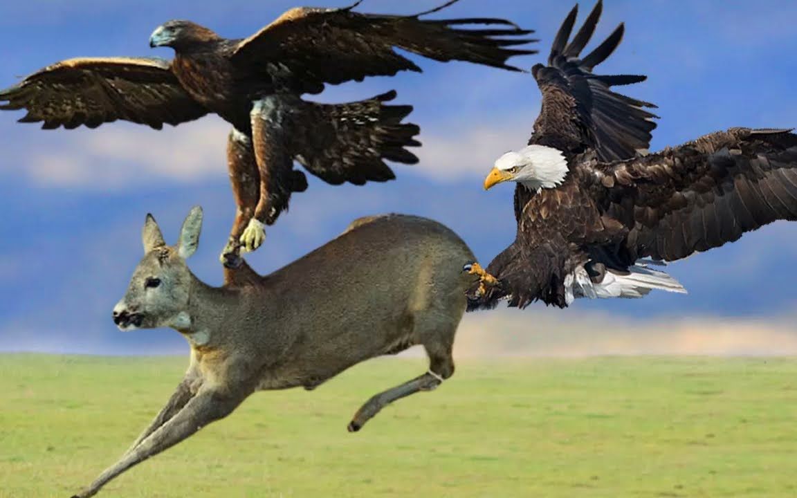 高空俯冲!老鹰带着猎物天上飞