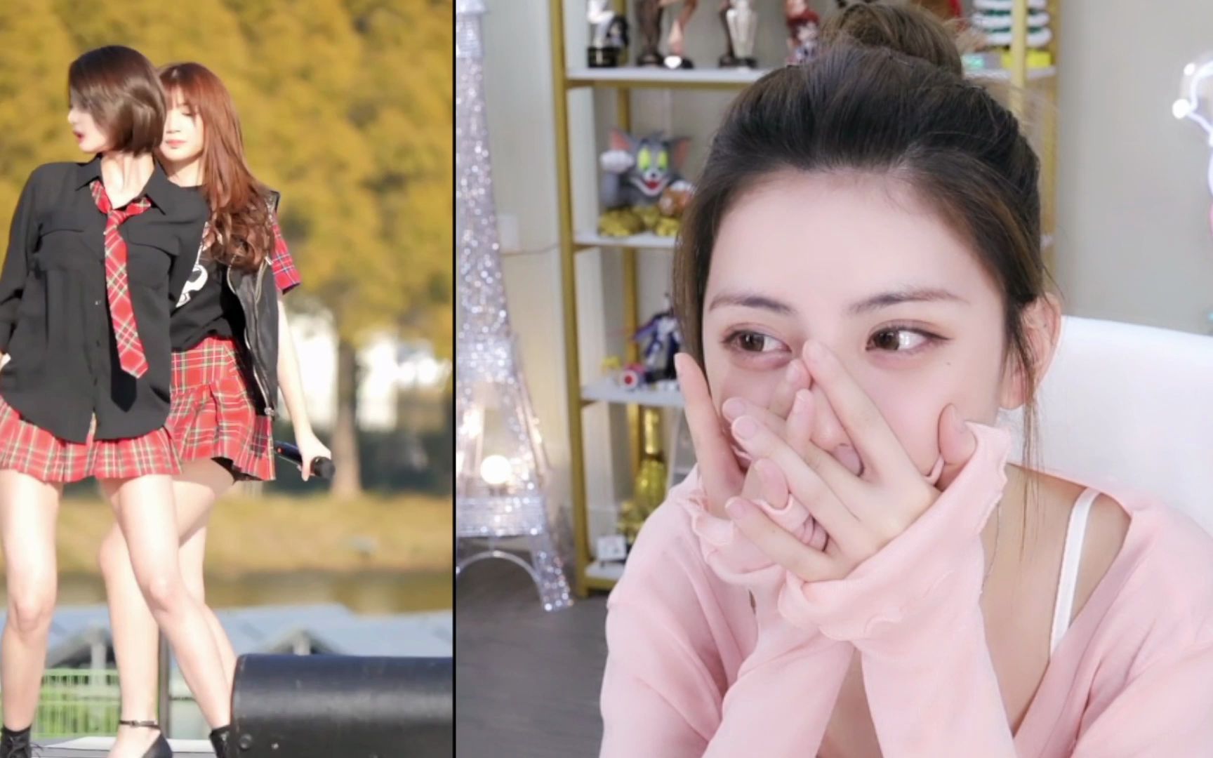 周淑怡看自己换脸版的wiggle wiggle,有点顶不住了直接开始对比环节