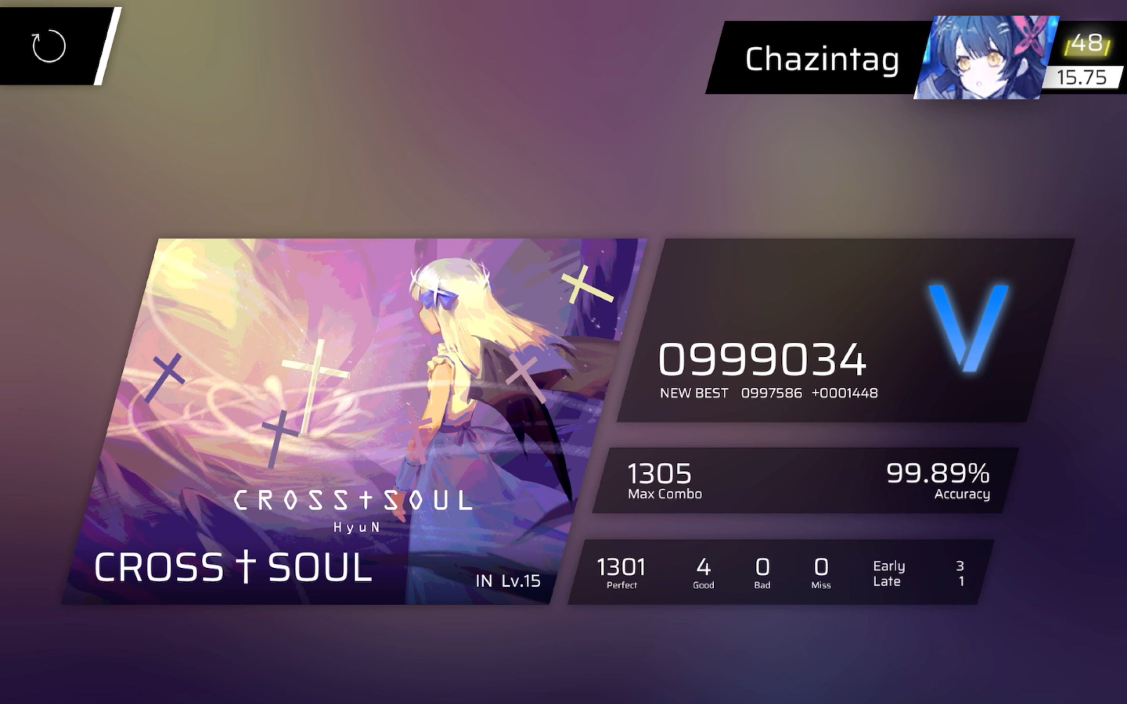 【phigros|rks 15.75】穿魂in 15 full combo