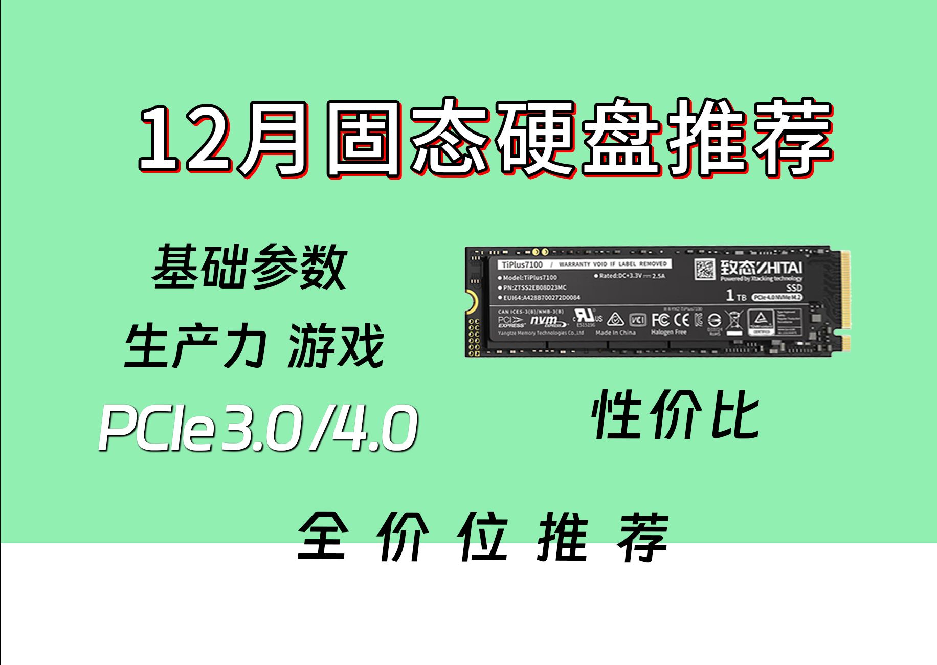 2023年12月电脑固态硬盘推荐,包含了PCIE3.0和4.0,原厂颗粒以及模组厂固态硬盘等,综合性价比为主,大家可以根据自己的需求去做选择哔哩哔哩...