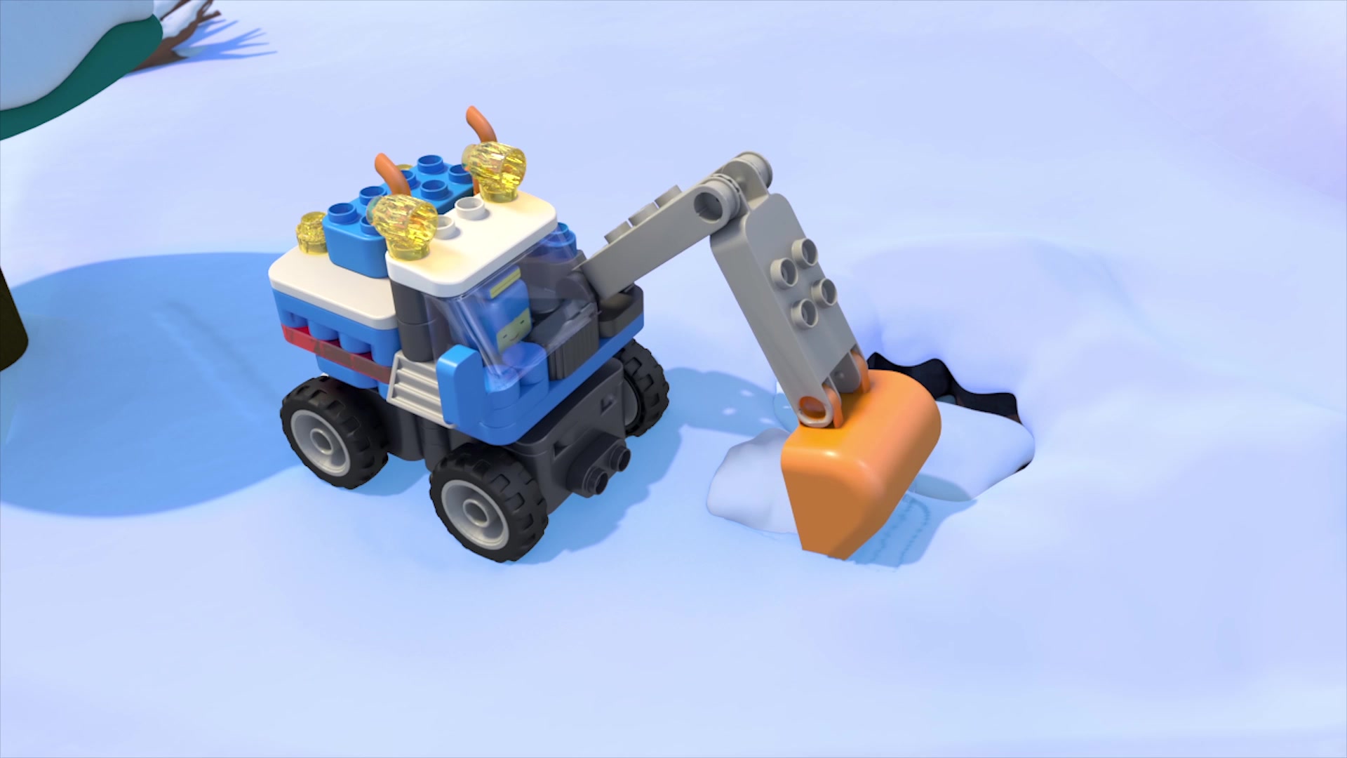 大力士机器人鲁鲁开挖土机挖雪填坑
