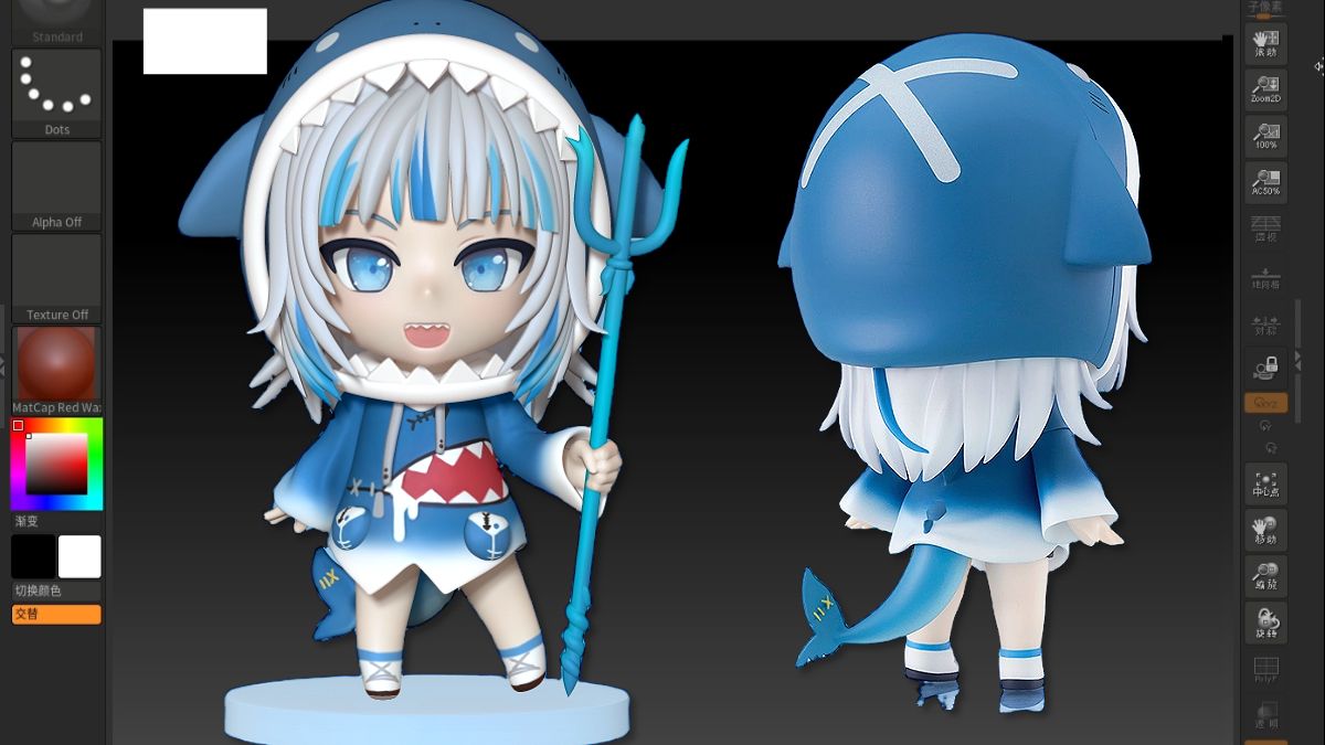 q版鲨鱼娘模型雕刻,超详细二次元手办全流程教学案例