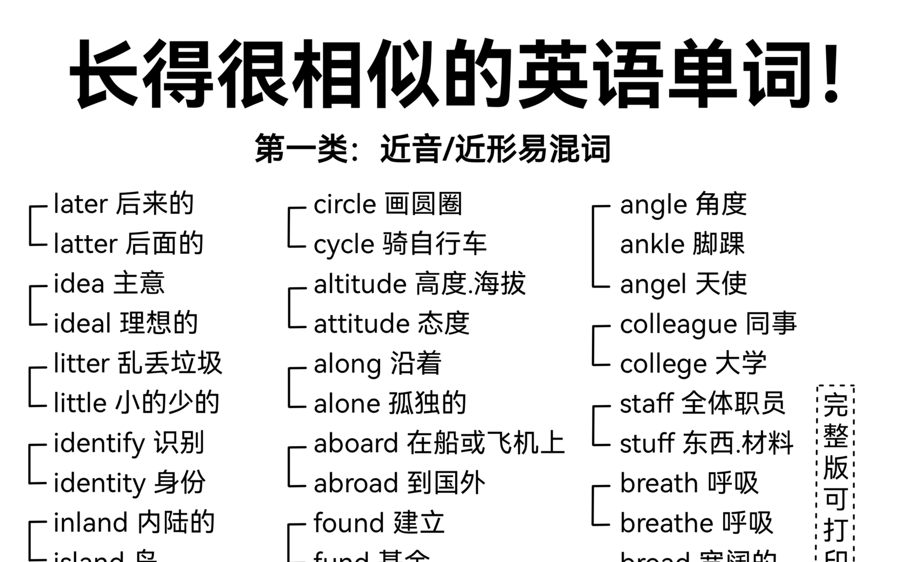 100组7515长得很相似的单词!一次性消灭!