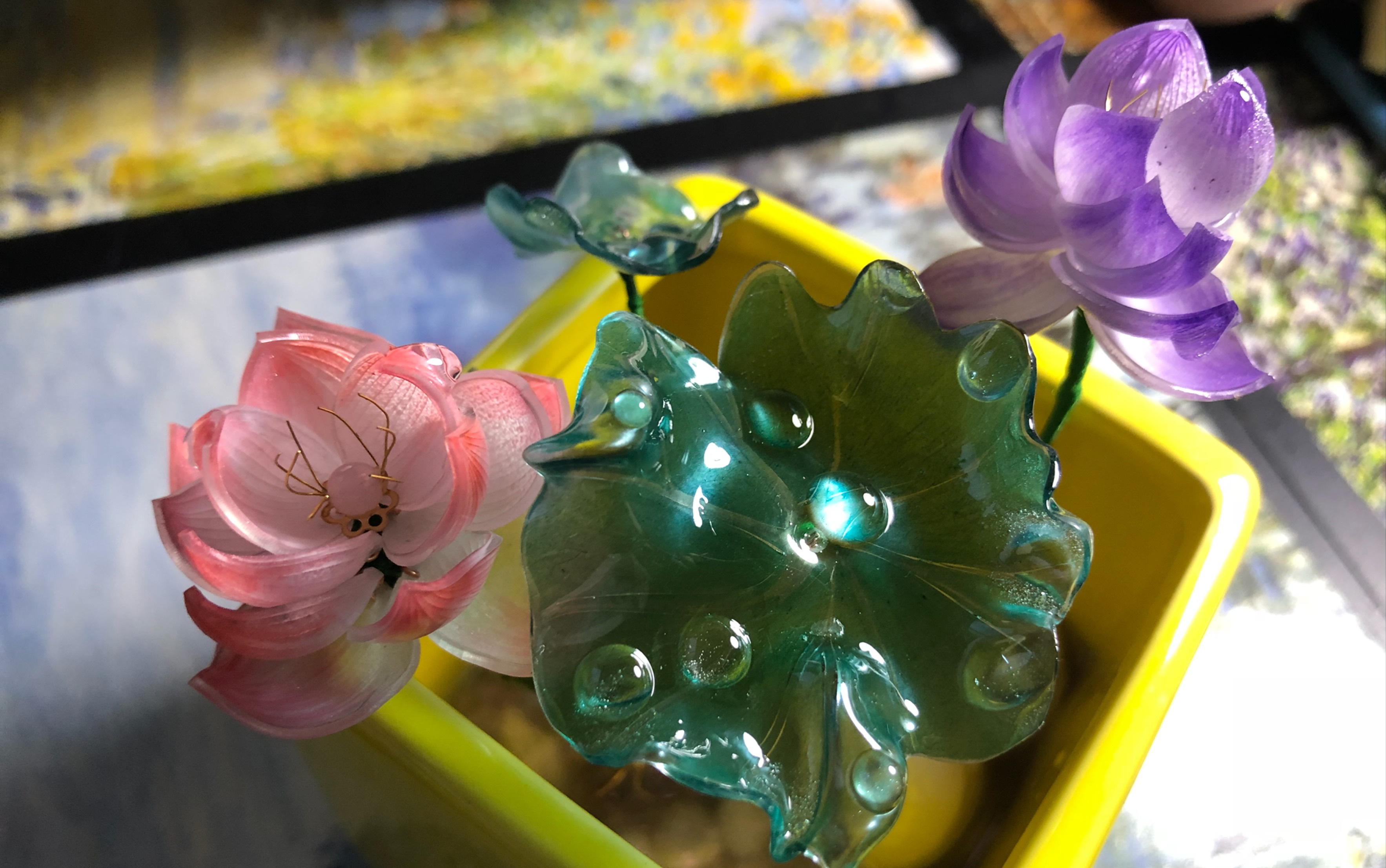 热缩片 手工盆栽荷花 实物超美