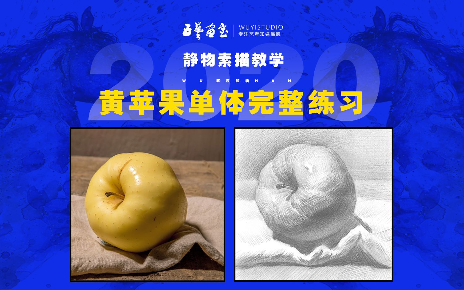 素描静物干货黄苹果单体调子完整练习五艺画室美术培训视频