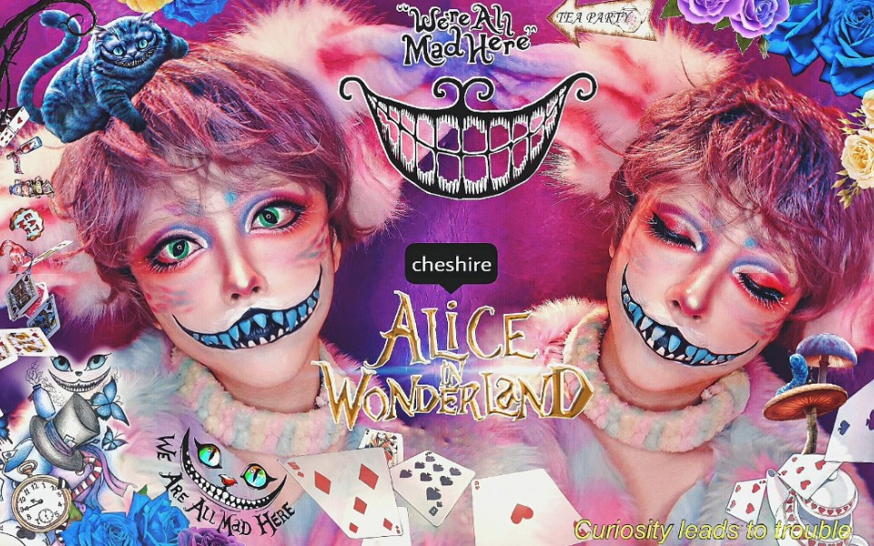 【钦此】♡“We all mad here”♡爱丽丝梦游仙境灵感妆‖柴郡猫【三人联动】哔哩哔哩bilibili