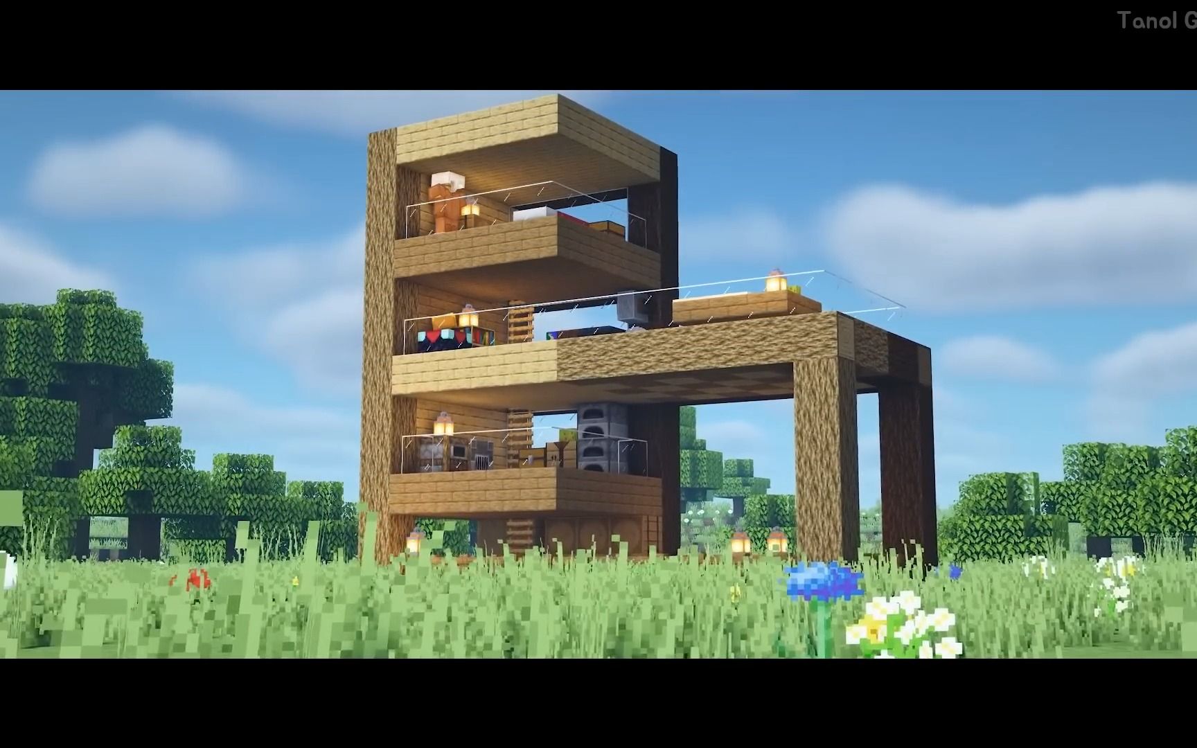 7815 minecraft-如何建造橡树 云杉生存木屋-教程#7