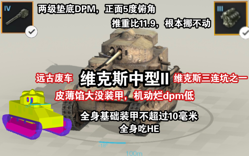 【WOTB】绝版小车“维克斯中型II”,皮薄馅大机动烂…哔哩哔哩bilibili坦克世界