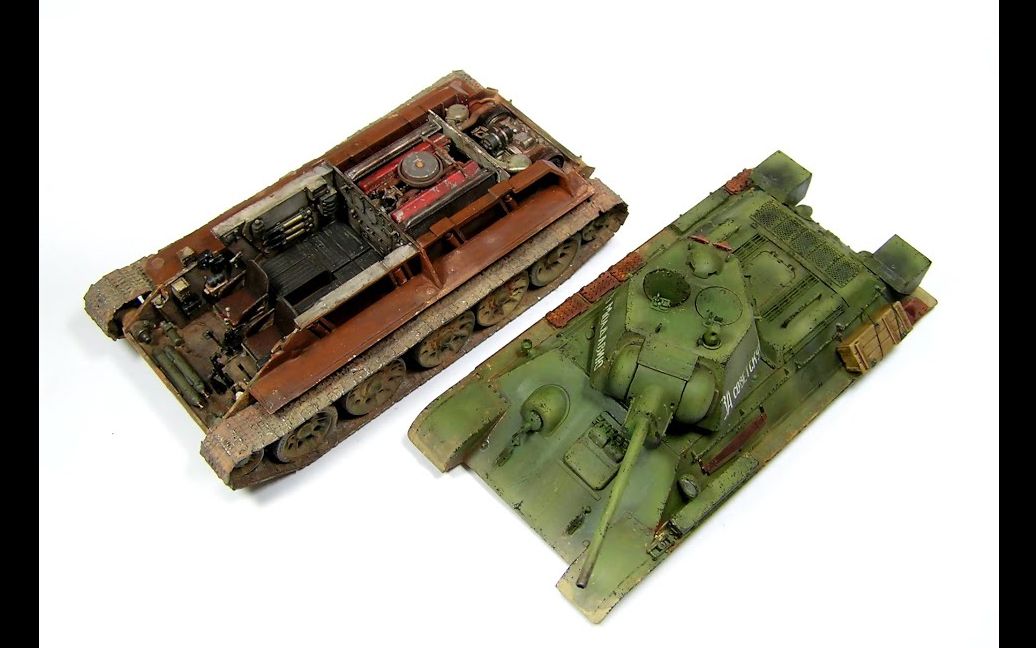 【静模制作】part3,1/48t34-76坦克模型制作part3hobbyboss出品you